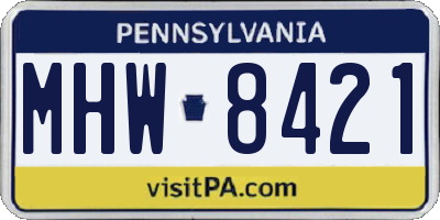 PA license plate MHW8421