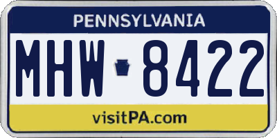 PA license plate MHW8422