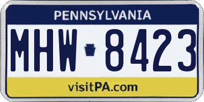 PA license plate MHW8423