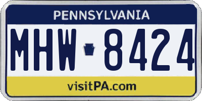 PA license plate MHW8424