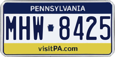 PA license plate MHW8425