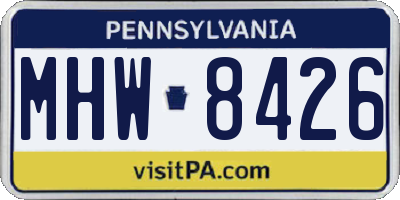 PA license plate MHW8426