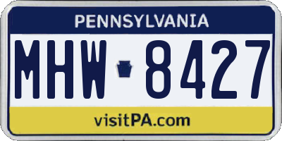 PA license plate MHW8427