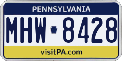 PA license plate MHW8428
