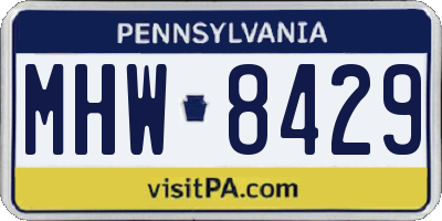 PA license plate MHW8429