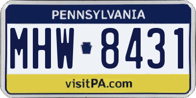 PA license plate MHW8431