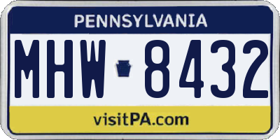 PA license plate MHW8432