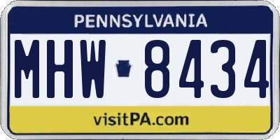 PA license plate MHW8434