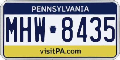 PA license plate MHW8435