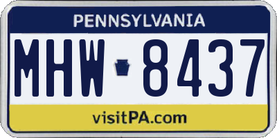 PA license plate MHW8437