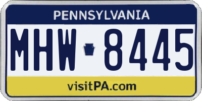 PA license plate MHW8445