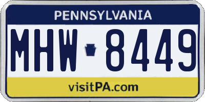 PA license plate MHW8449