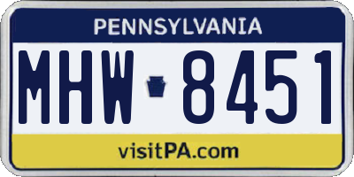 PA license plate MHW8451