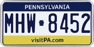 PA license plate MHW8452