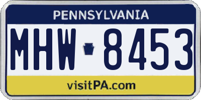 PA license plate MHW8453
