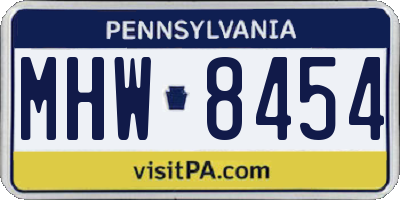 PA license plate MHW8454