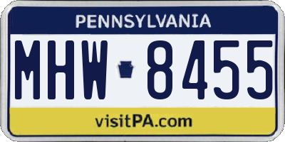 PA license plate MHW8455