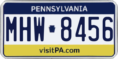 PA license plate MHW8456