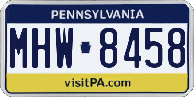 PA license plate MHW8458