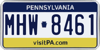 PA license plate MHW8461