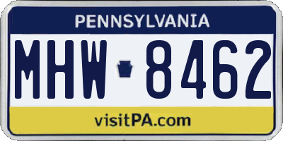 PA license plate MHW8462