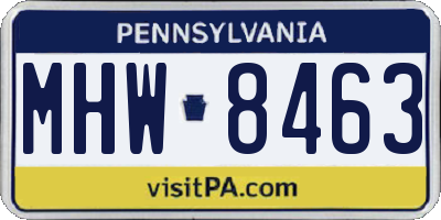 PA license plate MHW8463