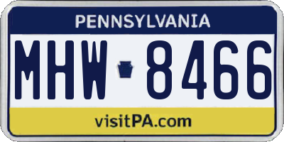 PA license plate MHW8466