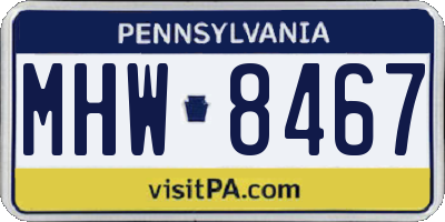 PA license plate MHW8467