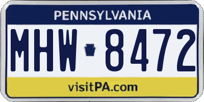 PA license plate MHW8472