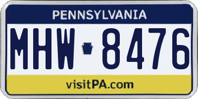 PA license plate MHW8476