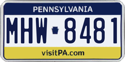 PA license plate MHW8481