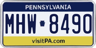 PA license plate MHW8490