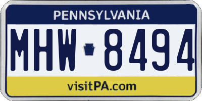 PA license plate MHW8494