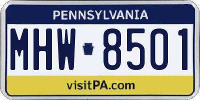PA license plate MHW8501