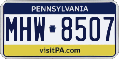 PA license plate MHW8507