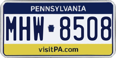 PA license plate MHW8508