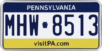 PA license plate MHW8513