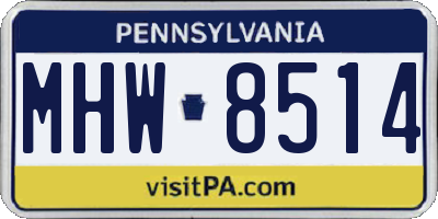 PA license plate MHW8514