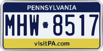 PA license plate MHW8517