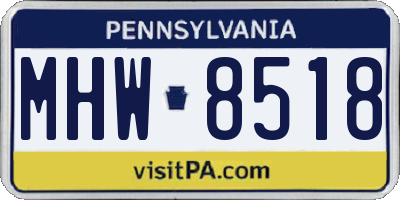 PA license plate MHW8518