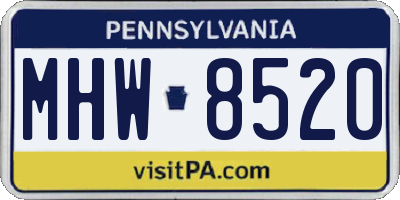 PA license plate MHW8520