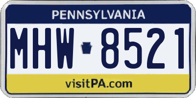 PA license plate MHW8521