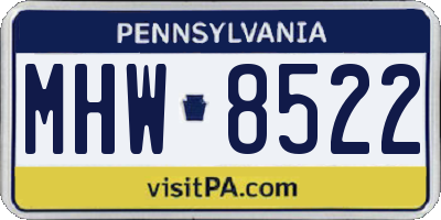 PA license plate MHW8522