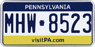 PA license plate MHW8523