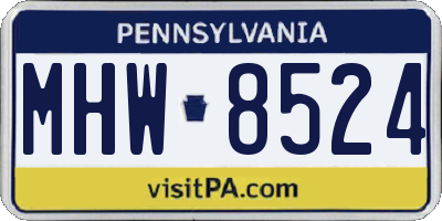 PA license plate MHW8524