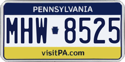 PA license plate MHW8525