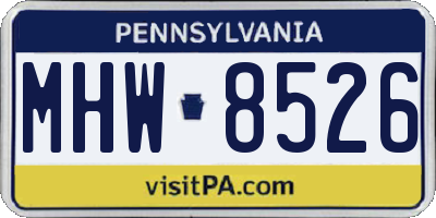 PA license plate MHW8526