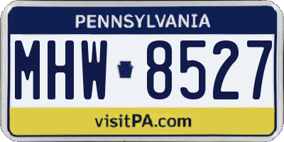 PA license plate MHW8527