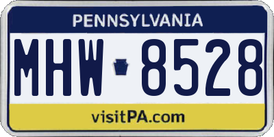 PA license plate MHW8528
