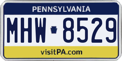 PA license plate MHW8529